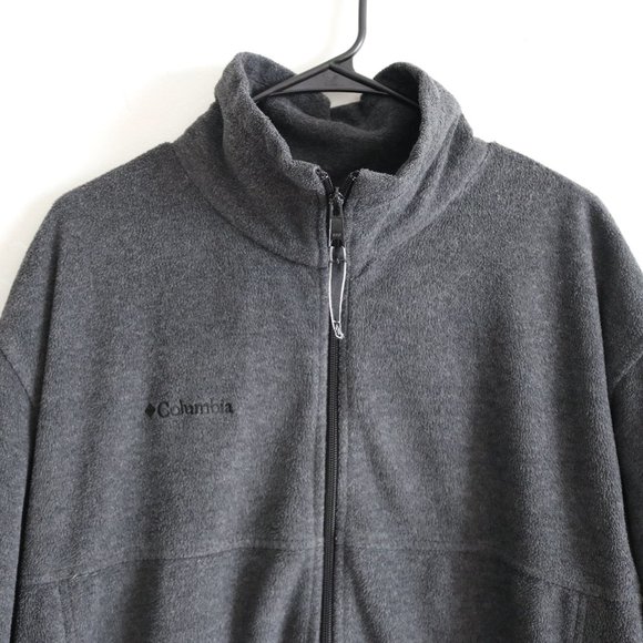 Columbia Fleece Sweater Gray Mens Large Full Zip Jacket - Picture 2 of 8